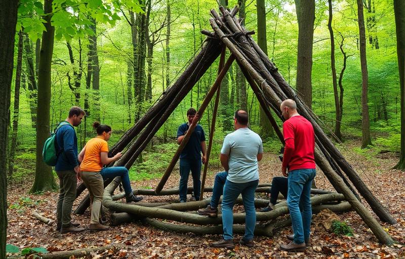 Unterschlupf im Wald bauen - Teambuilding